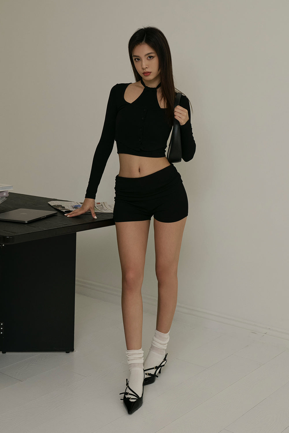 Elegant Rib Knit High Waist Shorts