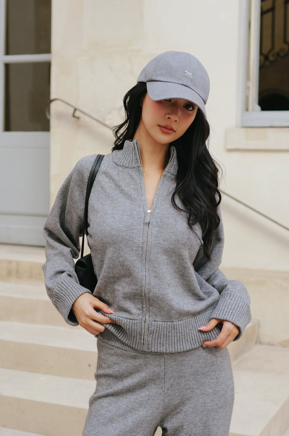 Gentle Touch Leather Zipper Pull Knit Jacket
