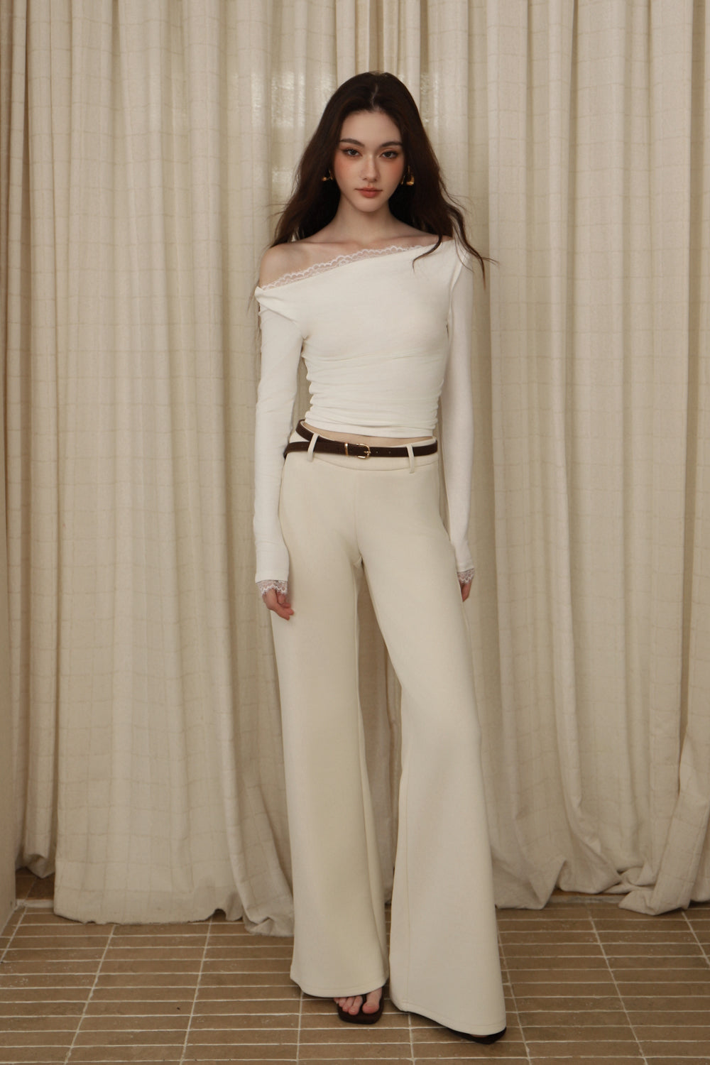 Cloud-Knit Wide-Leg Pants With Faux Suede Belt