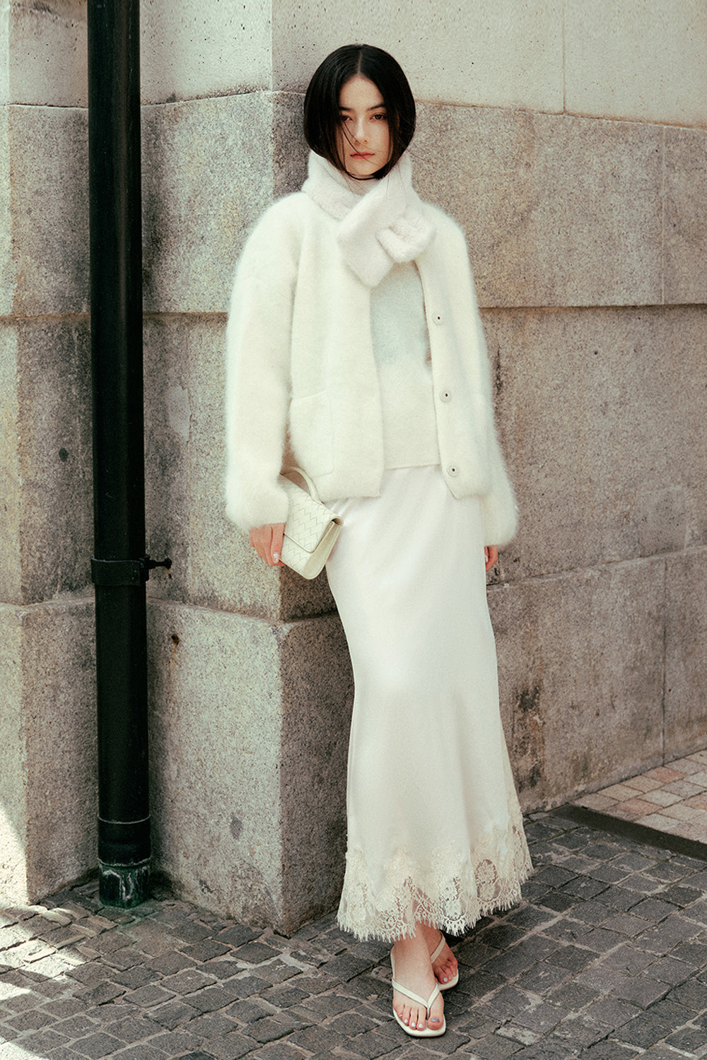 Satin Lace Maxi Skirt