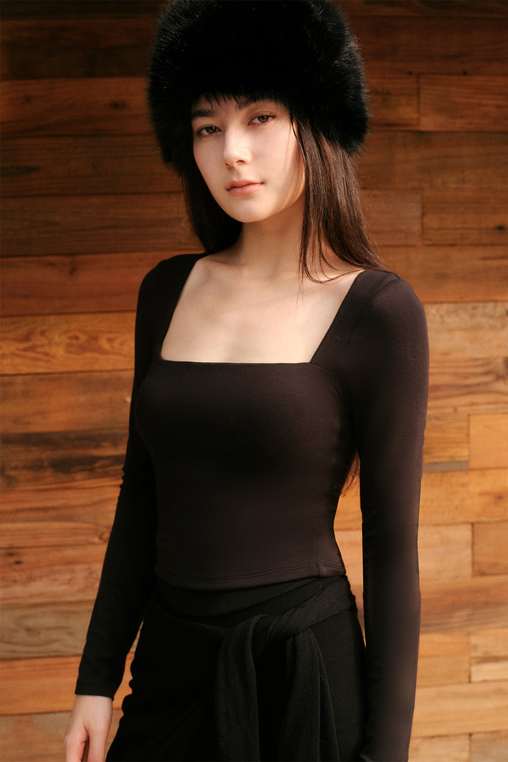 Instant Warmth Square Neck Long Sleeve BraTop