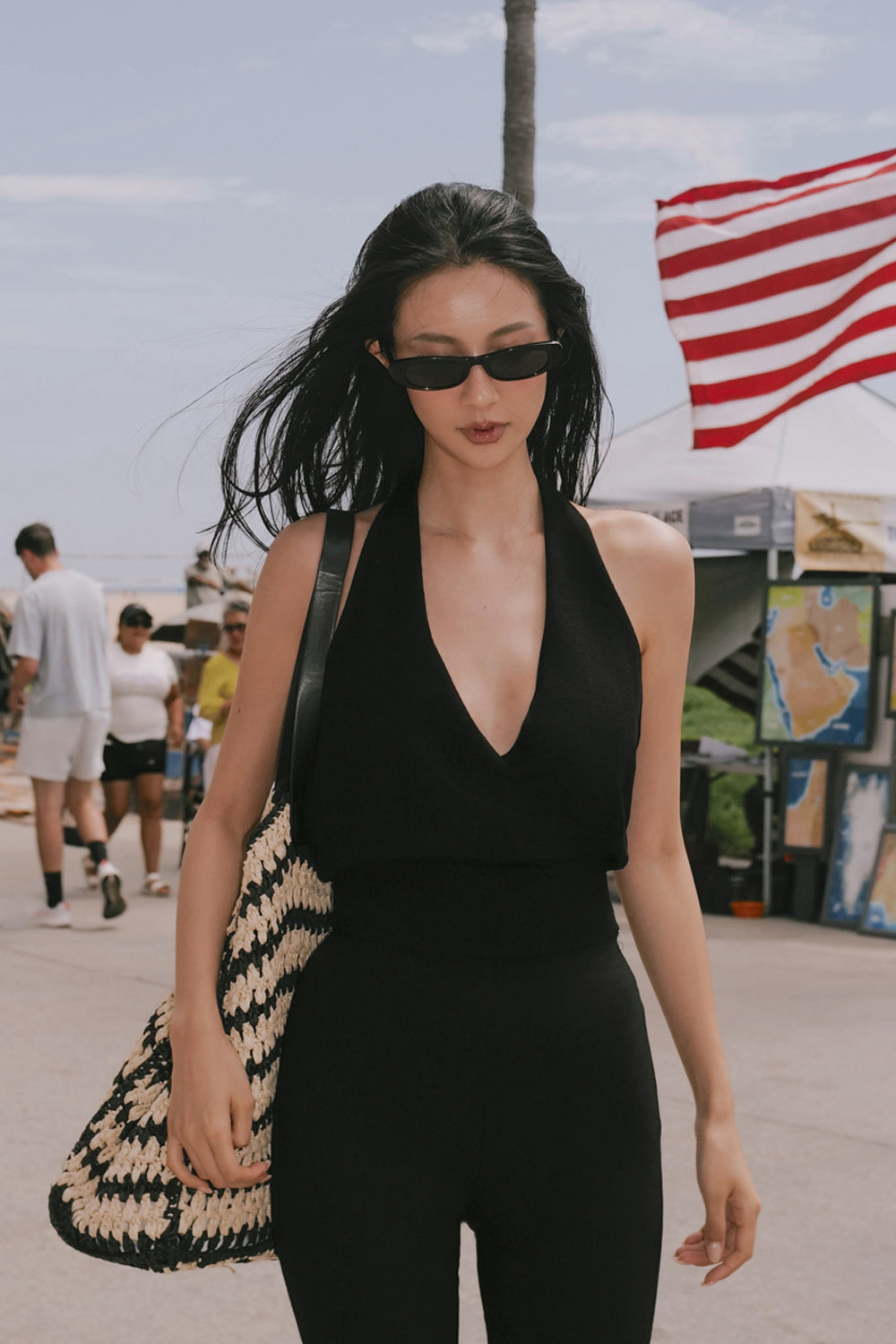 Afternoon Walk Knit V-Neck Halter Wrap Top