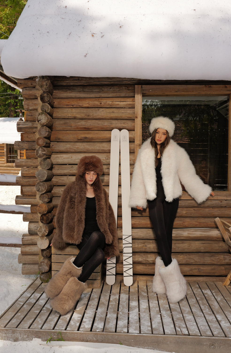 Faux Fur Shawl-Collar Cropped Coat