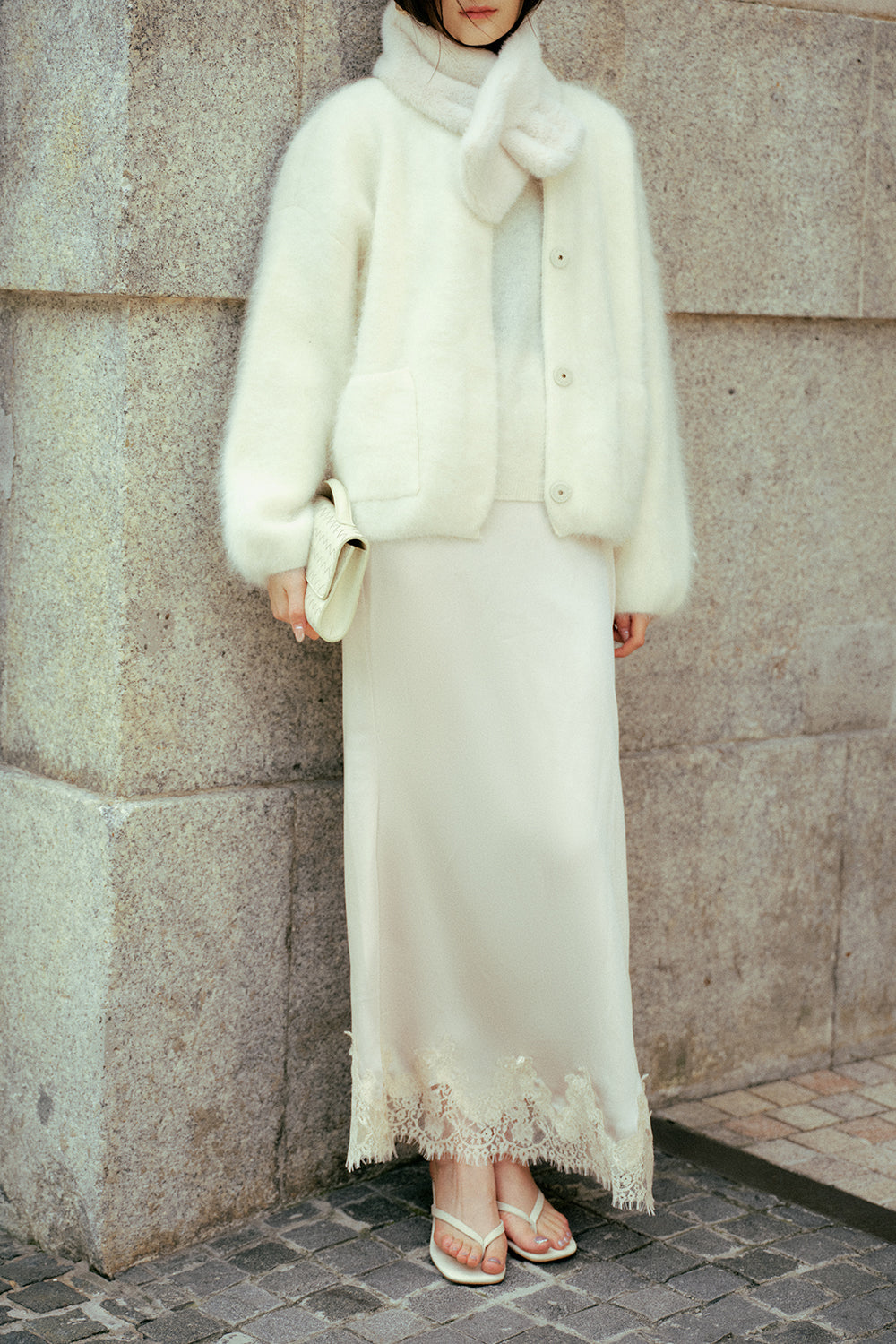 Satin Lace Maxi Skirt