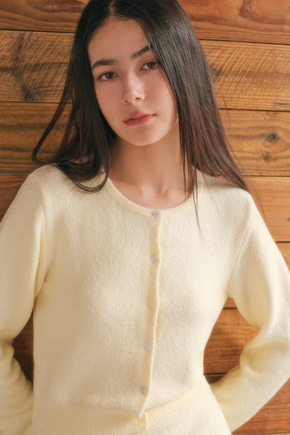 Terry Knit Button-Up Cardigan