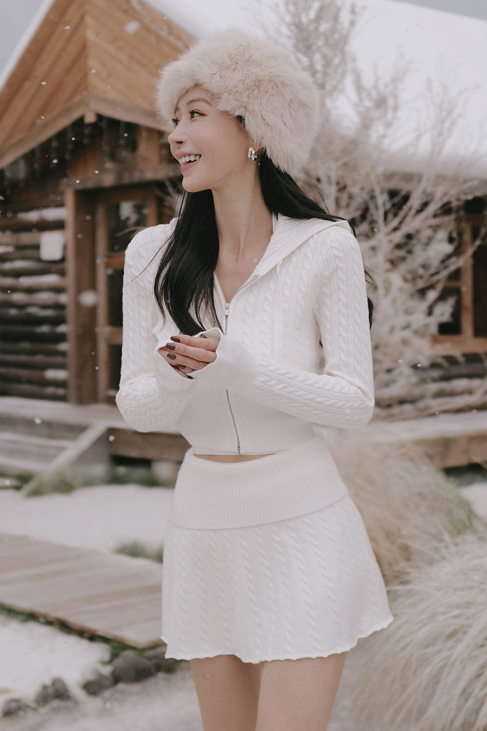 Gentle Touch Knit Cropped Hooded Jacket