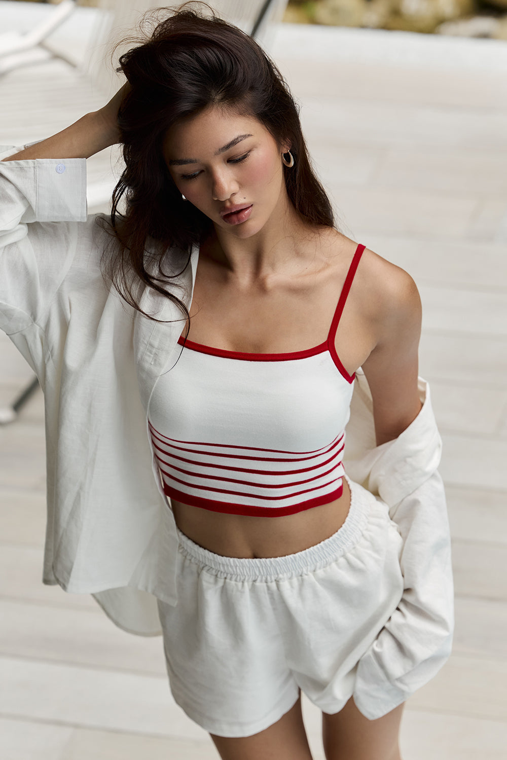 Afternoon Walk Knit Contrast Trim Strap BraTop