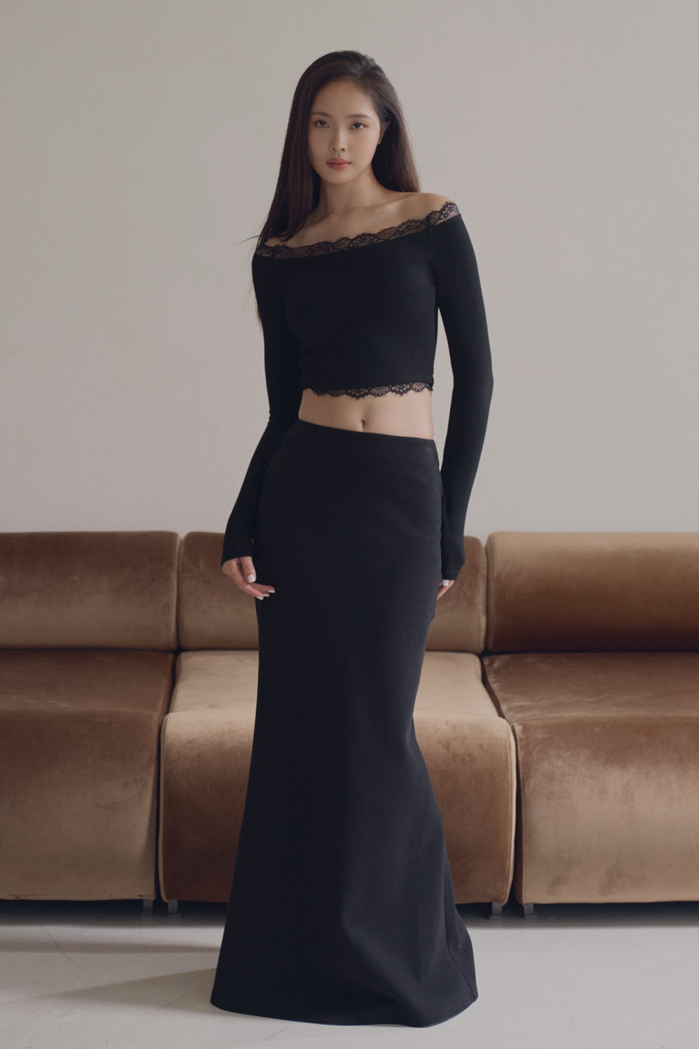 Cloud-Knit Fishtail Midi Skirt