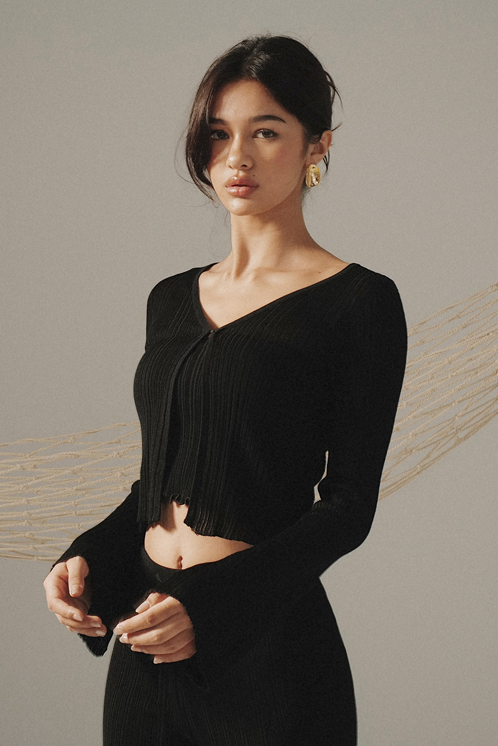 LYOCELL Open-Front Cardigan