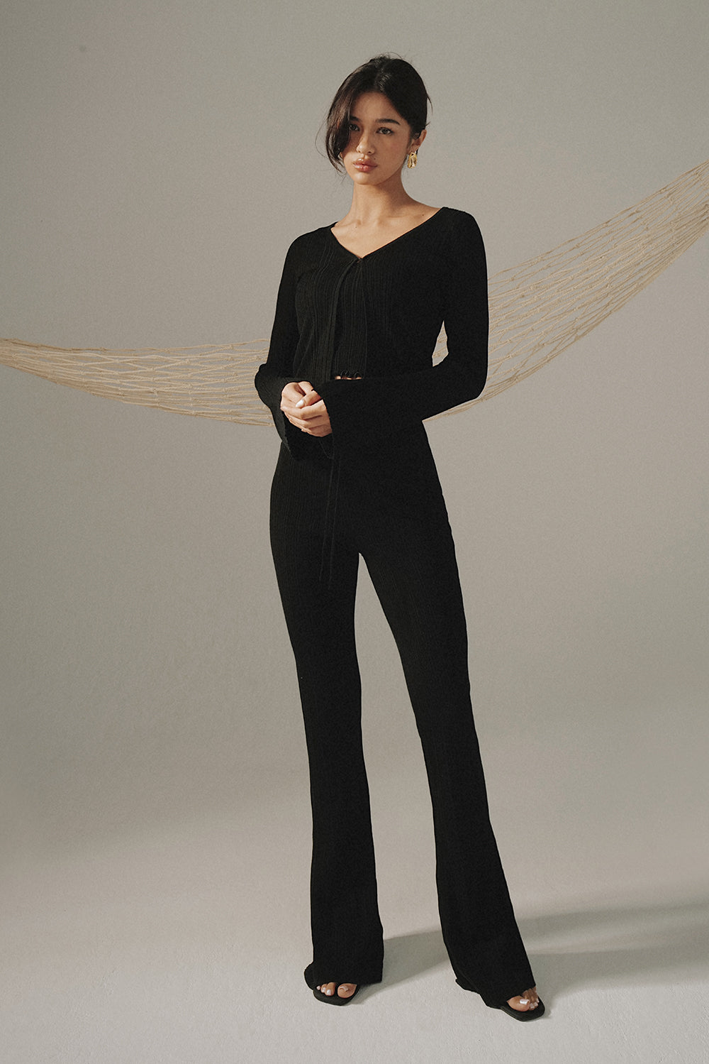 LYOCELL Drawstring Flare Pants
