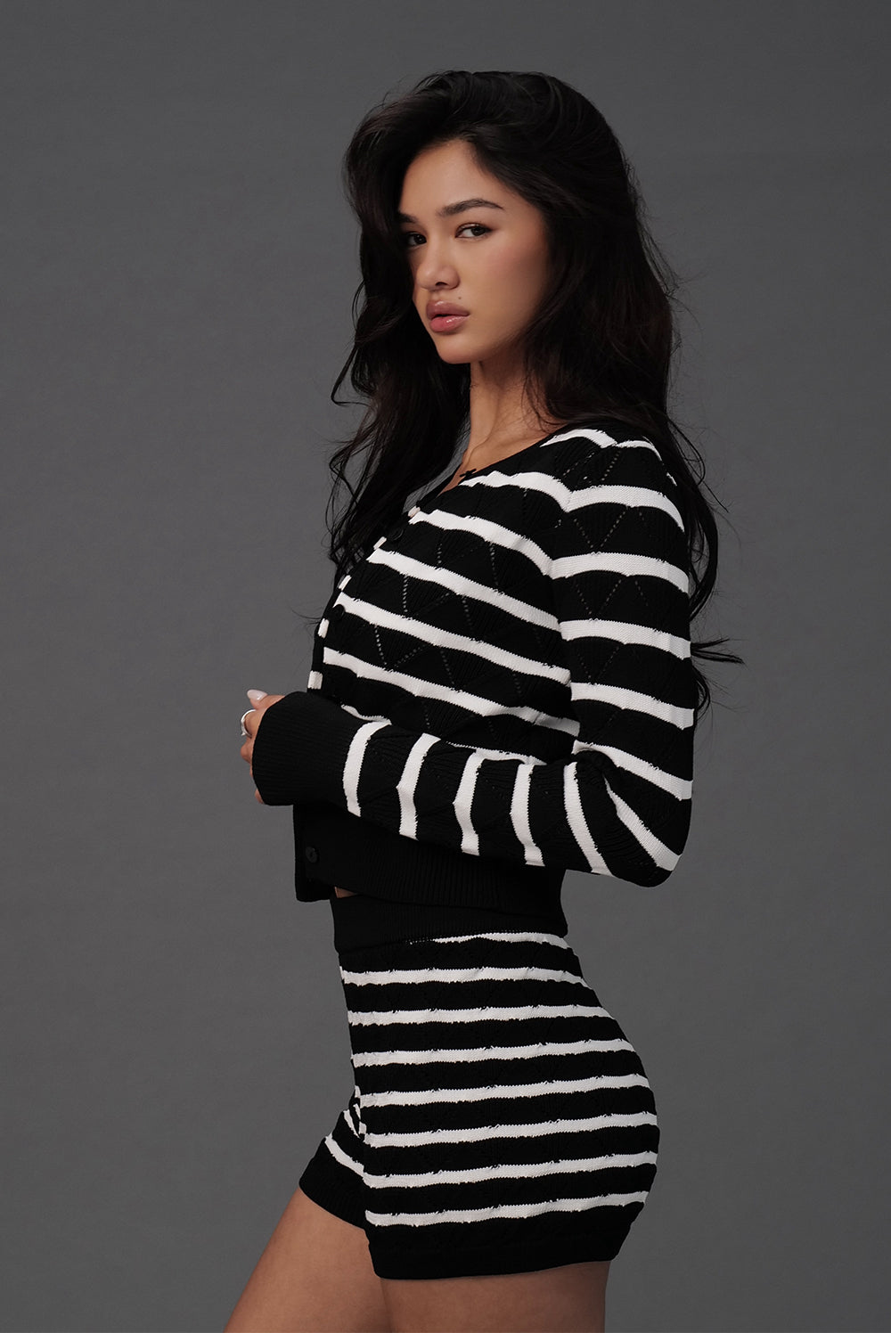 Ice Jacquard Striped Knit Shorts