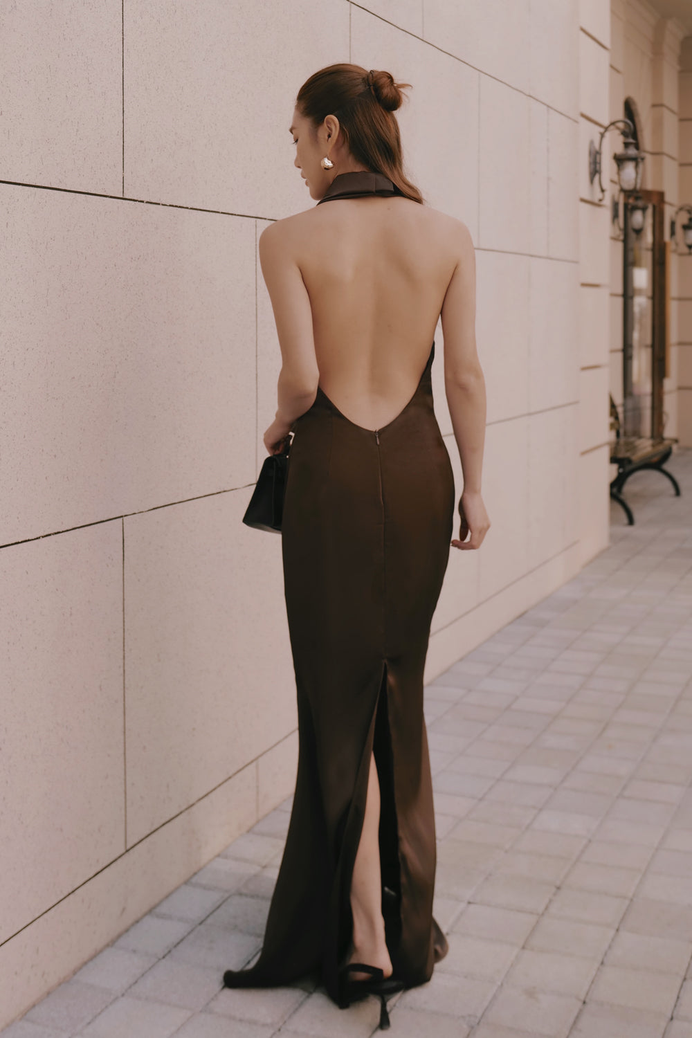 Satin Halterneck Maxi Dress