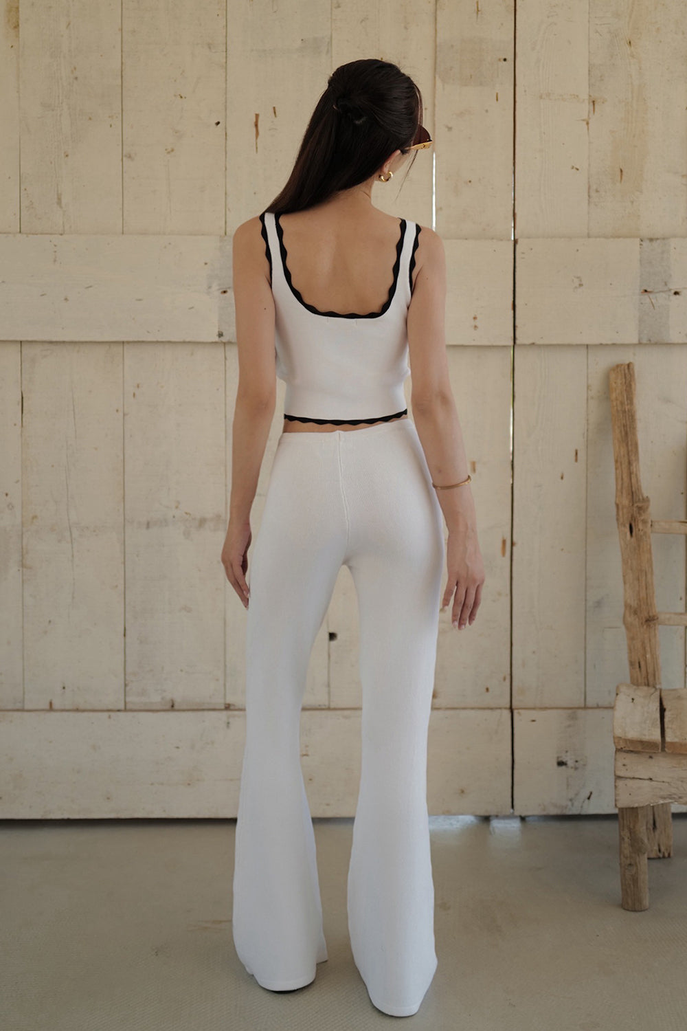 Ice Knit Drawstring Flared Pants