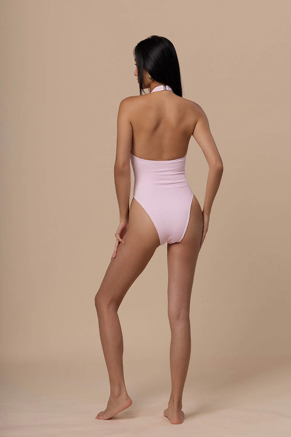 One-Piece Swimsuit with Sheer Mesh Skirt