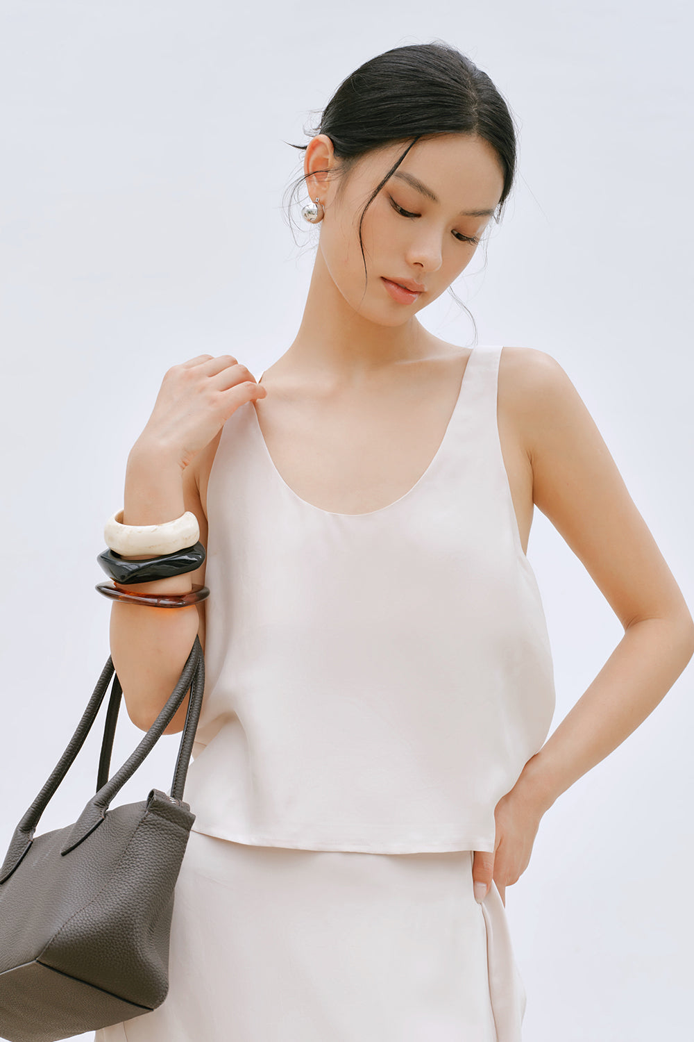 Cupro Scoop Neck Tank Top