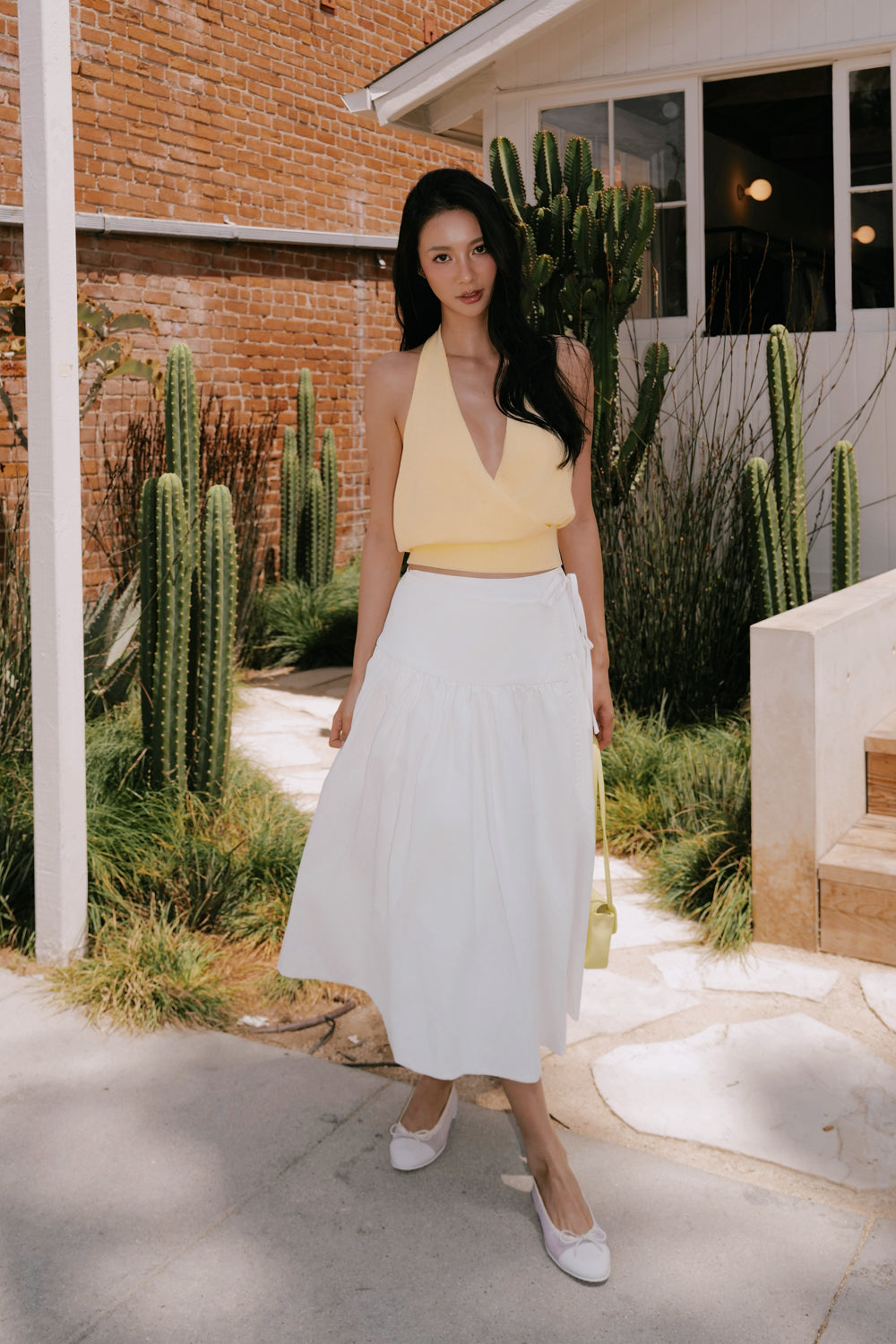Wrinkle-Resistant Wide Waist Wrap Puffed Maxi Skirt