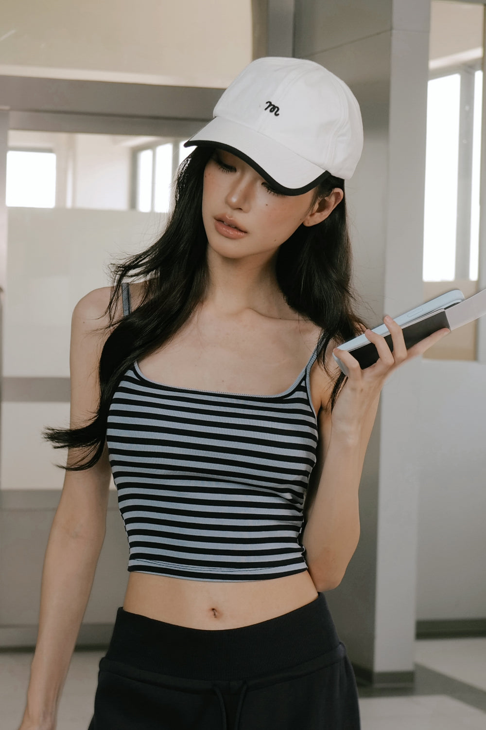 Lyocell Contrast Striped Cami BraTop
