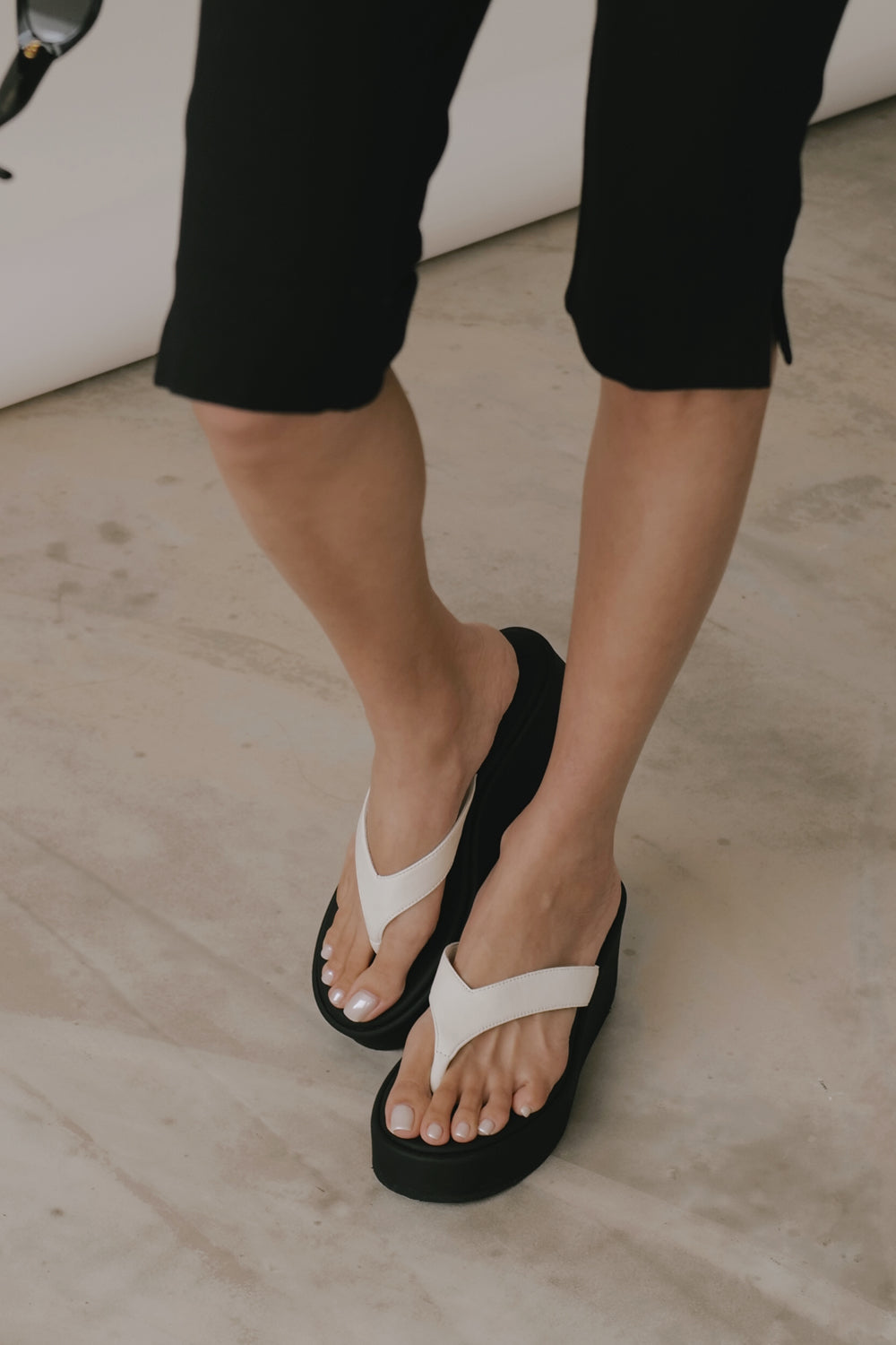 Leather Platform Thong Sandals