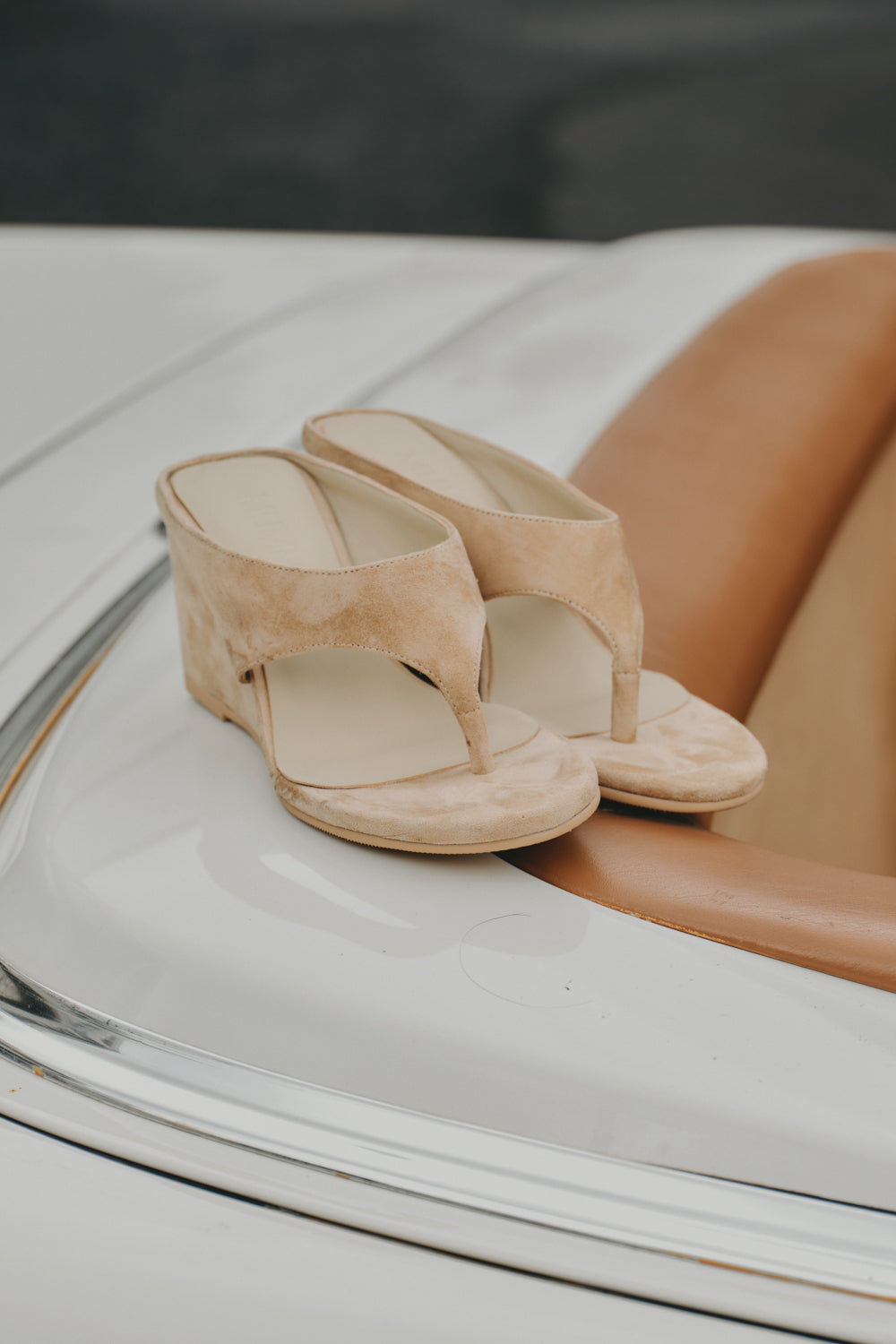 Suede Thong Heeled Mules