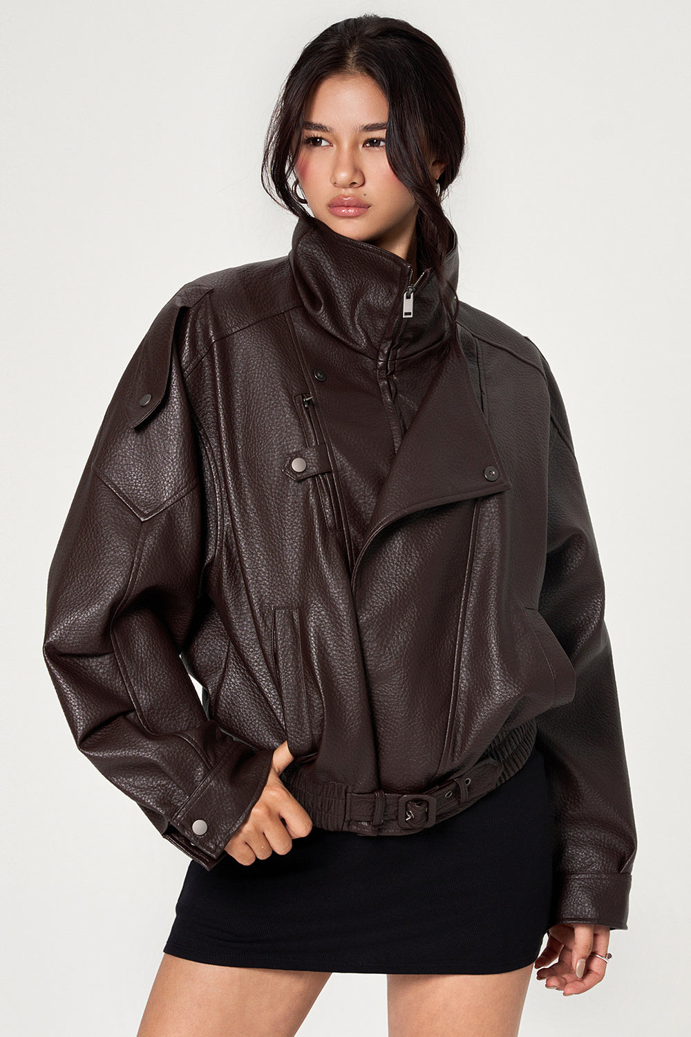 Moto-Inspired Faux Leather Jacket