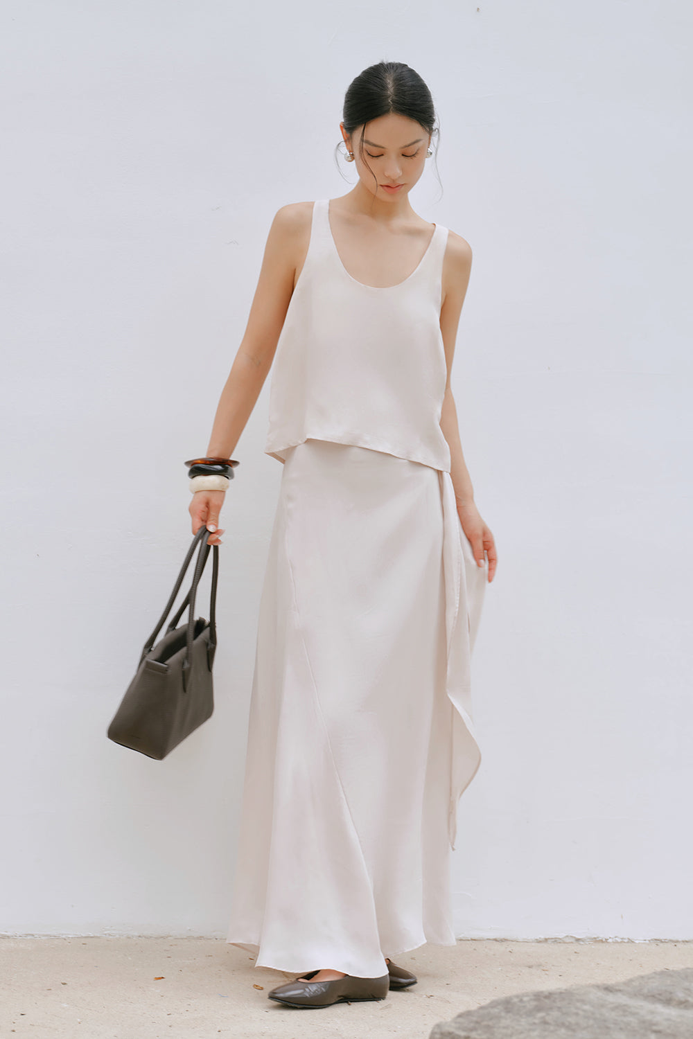 Cupro Tie-Waist Maxi Skirt