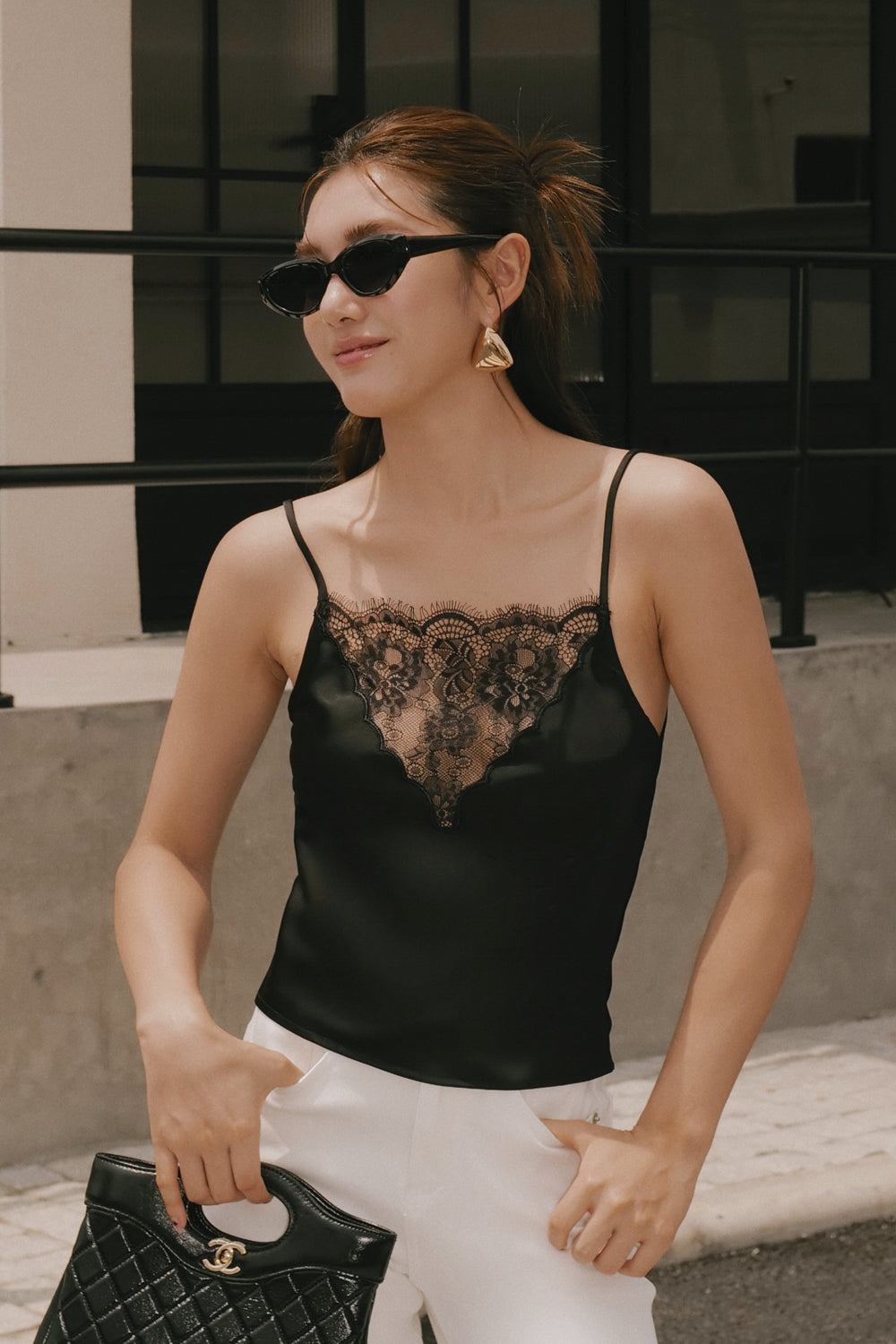 Satin Lace Trim Constantina Cami Top