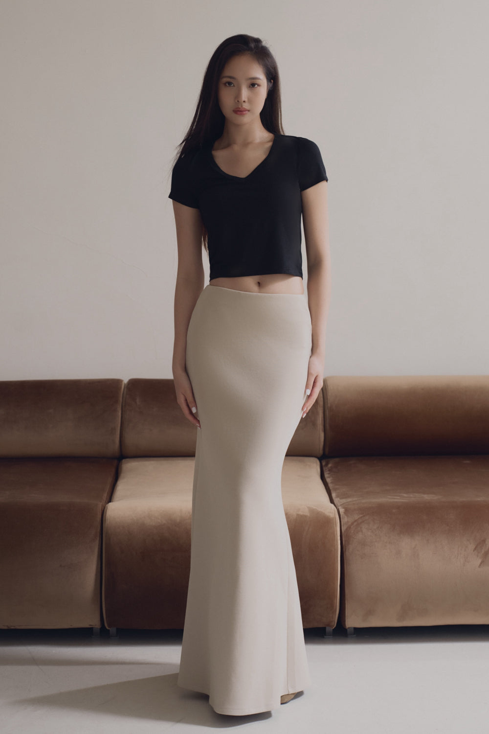 Cloud-Knit Fishtail Midi Skirt