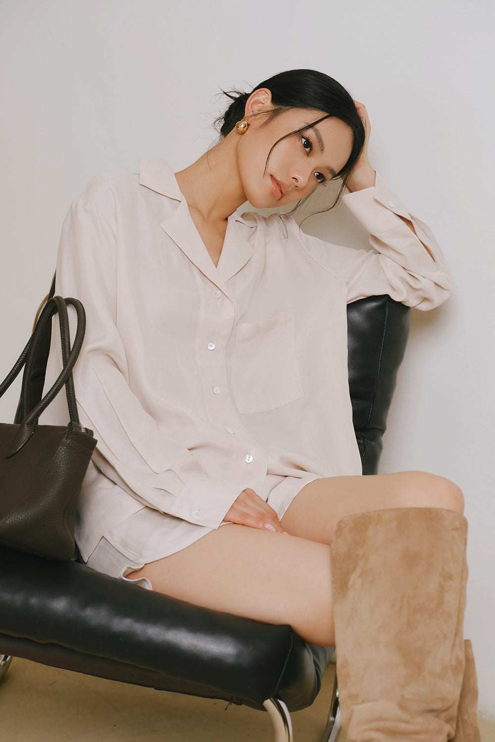 Cupro Elastic Waist Shorts