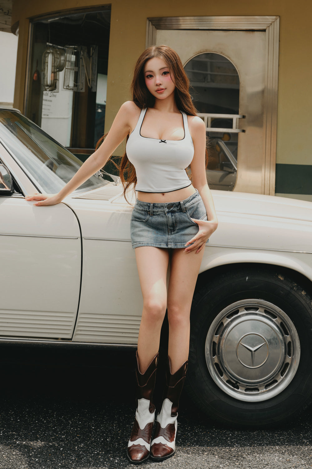 Vintage Wash Denim Skort