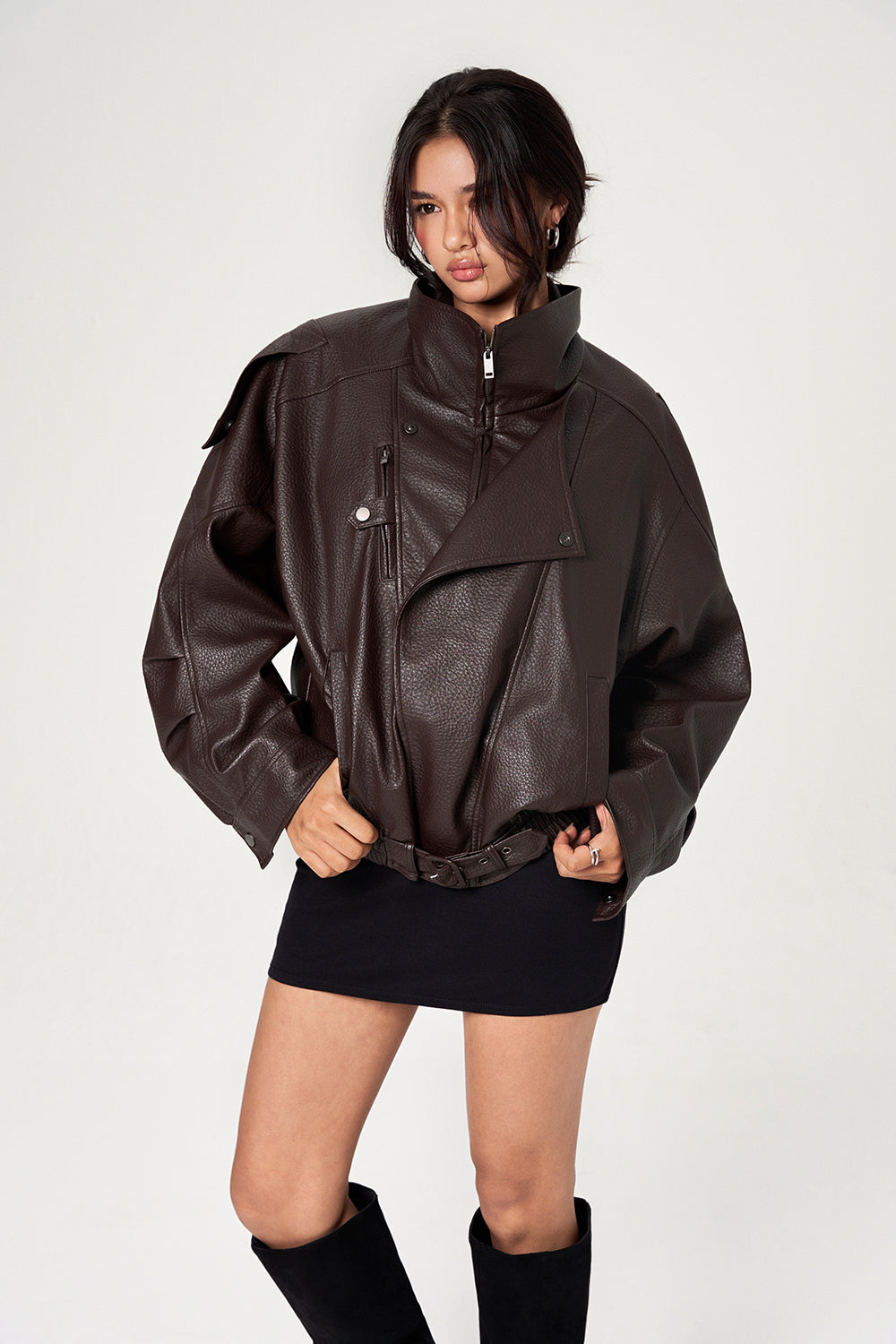 Moto-Inspired Faux Leather Jacket