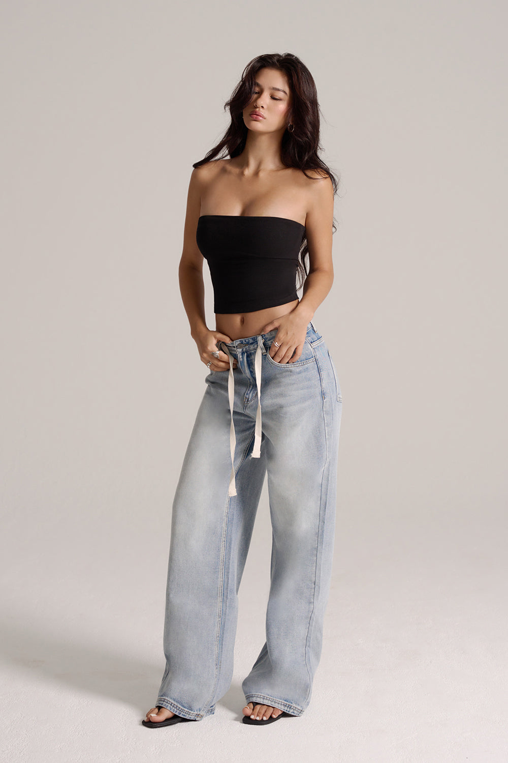 Elegant Rib Wide-Lapel Strapless BraTop