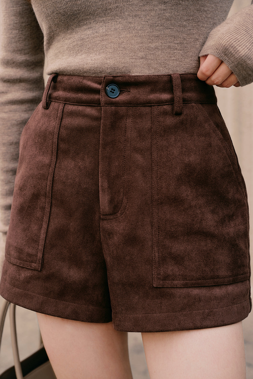 Faux Suede High-Waist Shorts