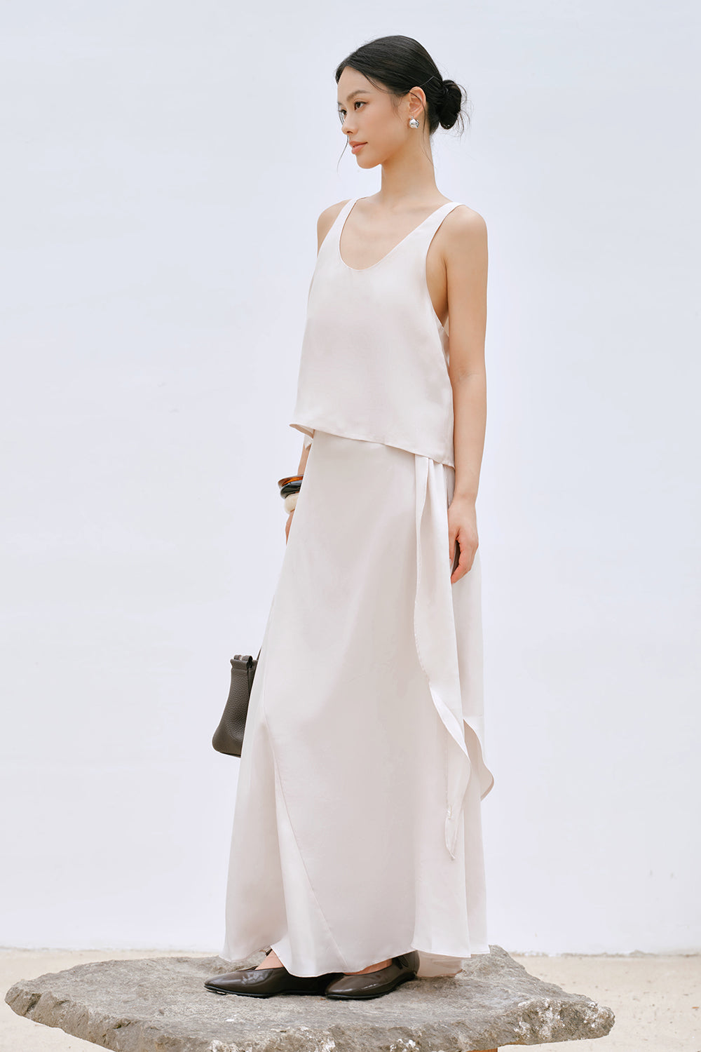 Cupro Tie-Waist Maxi Skirt