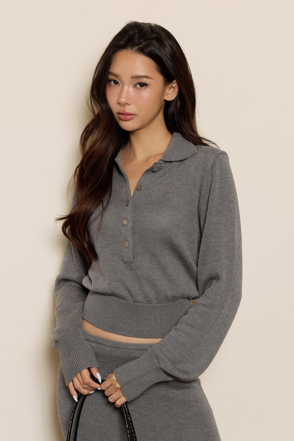 Soft-Touch Cotton Long-Sleeve Polo Top